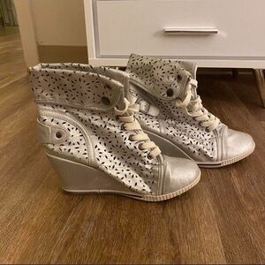 Silver Wedge Sneakers